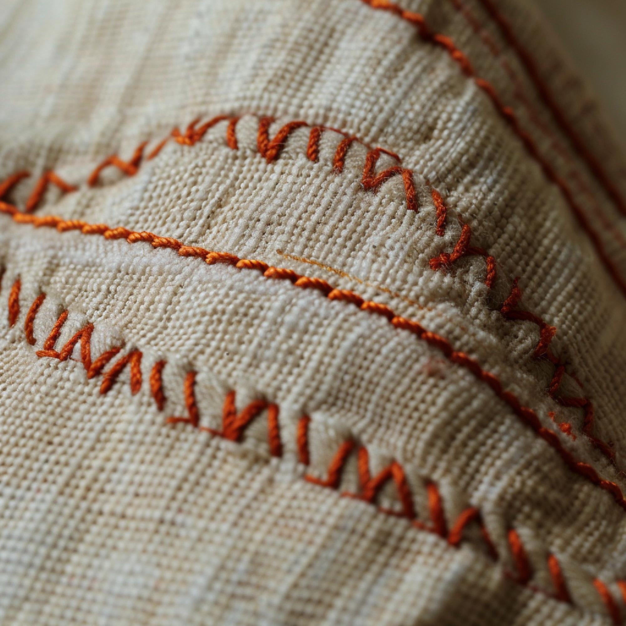 detaliu broderie pe pânză naturală